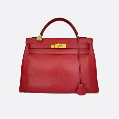 Sac Hermès "Kelly 32 Epsom" rouge