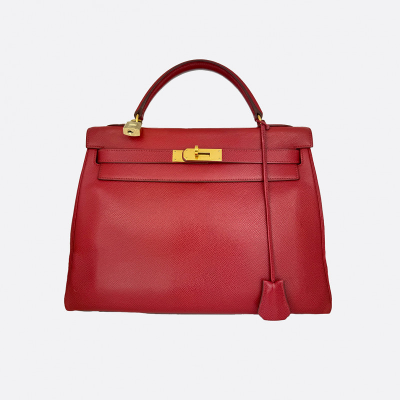 Sac Hermès "Kelly 32 Epsom" rouge