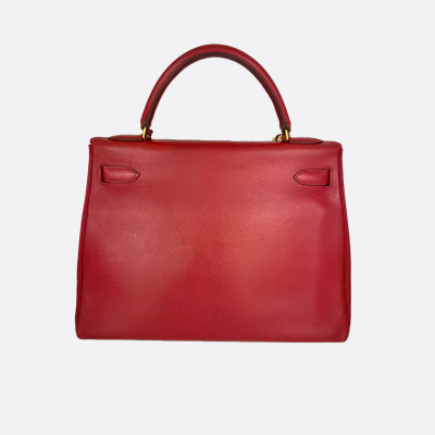 Sac Hermès "Kelly 32 Epsom" rouge
