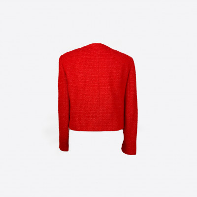 Red Celine Chasseur tweed jacket