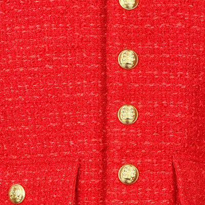 Red Celine Chasseur tweed jacket