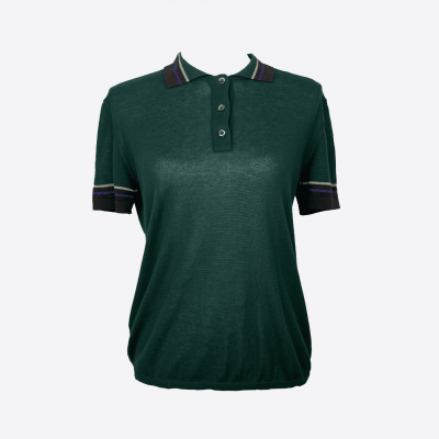 Polo Prada vert col marron