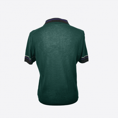 Green Prada polo with brown collar
