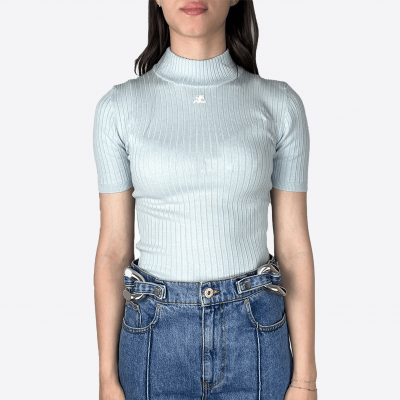 Blue Courrèges short-sleeve sweater