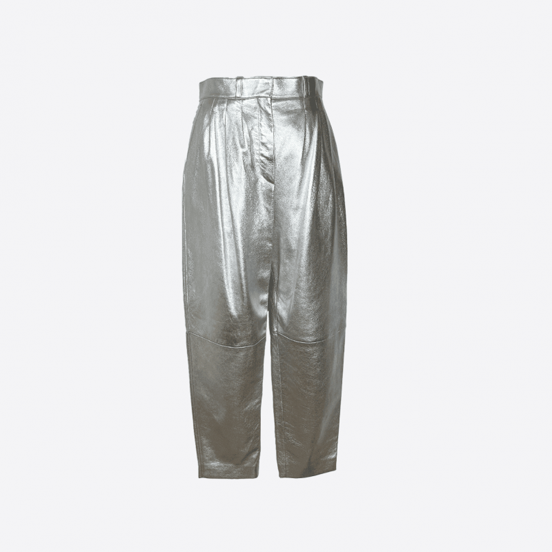 Pantalon en cuir Celine argenté