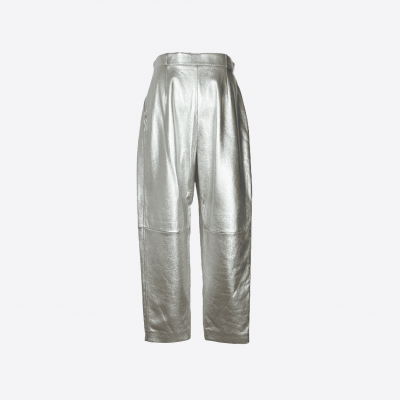 Pantalon en cuir Celine argenté