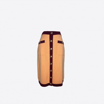 Jupe midi Chanel rose saumoné et pourpre