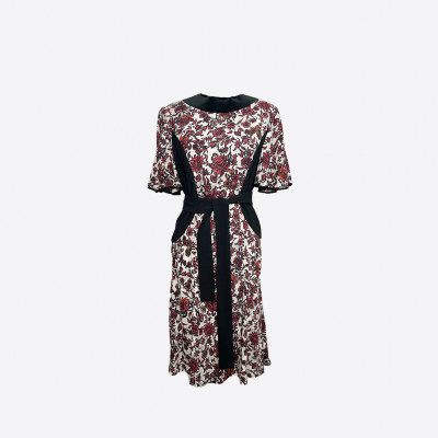 Robe midi Louis Vuitton à fleurs bordeaux