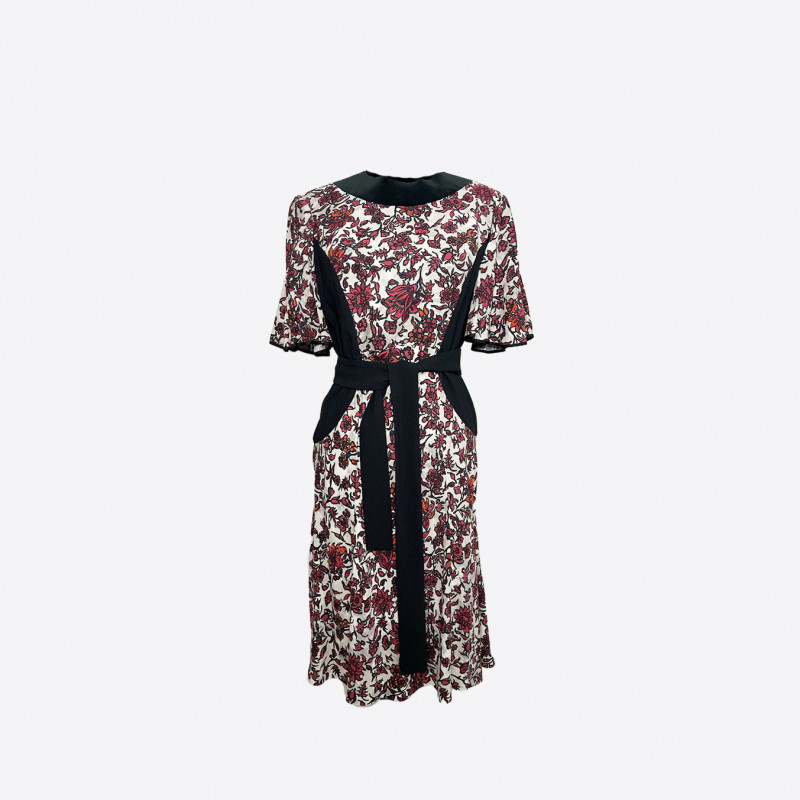 Burgundy floral midi dress by Louis Vuitton