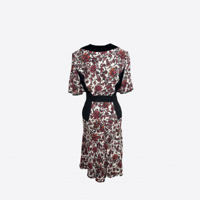 Burgundy floral midi dress by Louis Vuitton