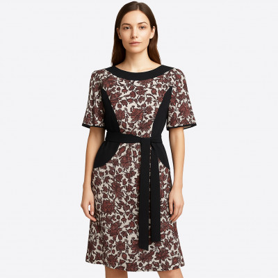 Burgundy floral midi dress by Louis Vuitton