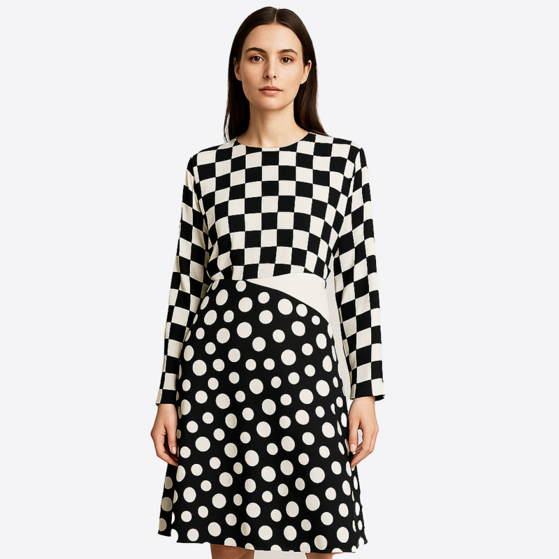Black and white Louis Vuitton midi dress