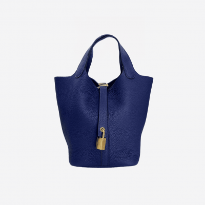 Sac Hermès "Picotin 18" bleu marine