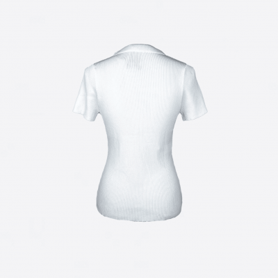 Pull Edward Achour blanc manches courtes avec chaine dorée