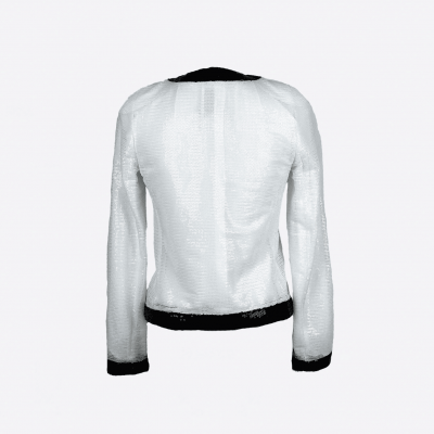 Cardigan Edward Achour blanc et noir à sequins