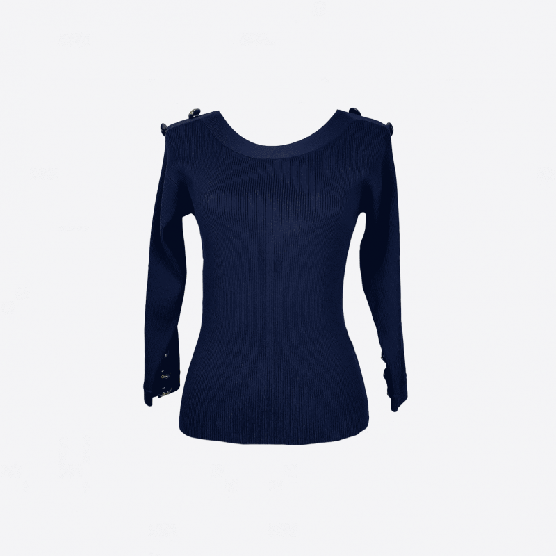 Pull Edward Achour bleu marine boutons dorés