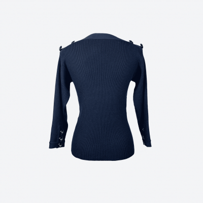 Pull Edward Achour bleu marine boutons dorés