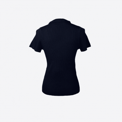 Pull Edward Achour noir manches courtes avec chaine dorée