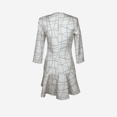 Elisabetta Franchi short ecru dress with tulle flower detail.