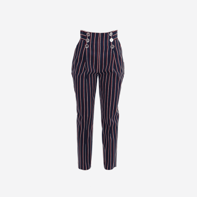 Pantalon Elisabetta Franchi à rayures, boutons dorés