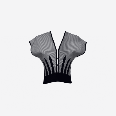 Elisabetta Franchi cropped top with two-tone graphic pattern.