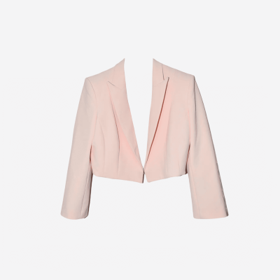 Elisabetta Franchi cropped blush pink blazer.