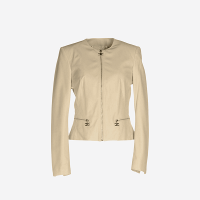Elisabetta Franchi beige faux leather zip-up jacket.