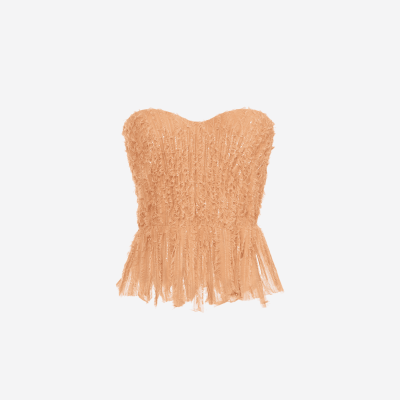 Elisabetta Franchi salmon bustier top.