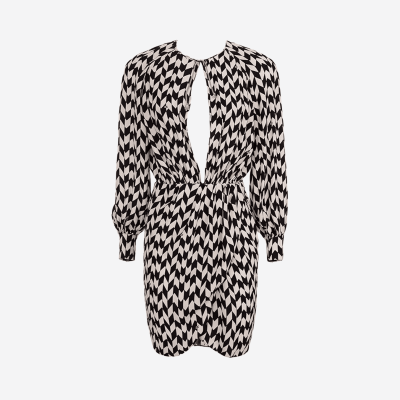 Elisabetta Franchi short dress with plunging neckline.