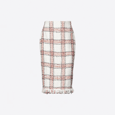 Elisabetta Franchi midi tweed skirt with chain details.