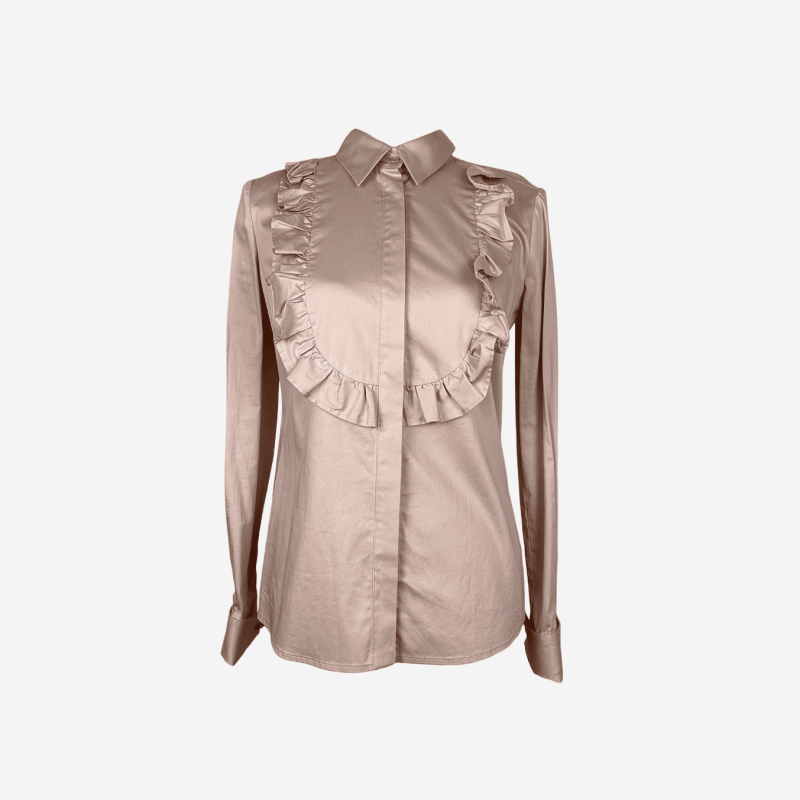 Blouse Elisabetta Franchi rose poudré à volants