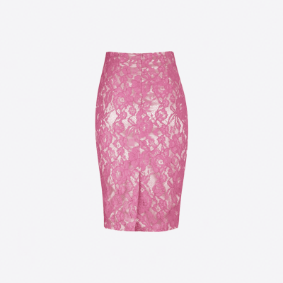 Jupe courte Elisabetta Franchi rose imprimé étoiles et dentelle