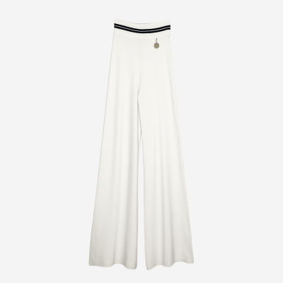 Elisabetta Franchi fluid high-waisted ecru trousers.