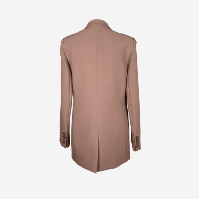 Blazer Elisabetta Franchi beige rosé avec chaînes dorées aux épaules