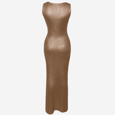 Robe longue Elisabetta Franchi maille dorée fluide