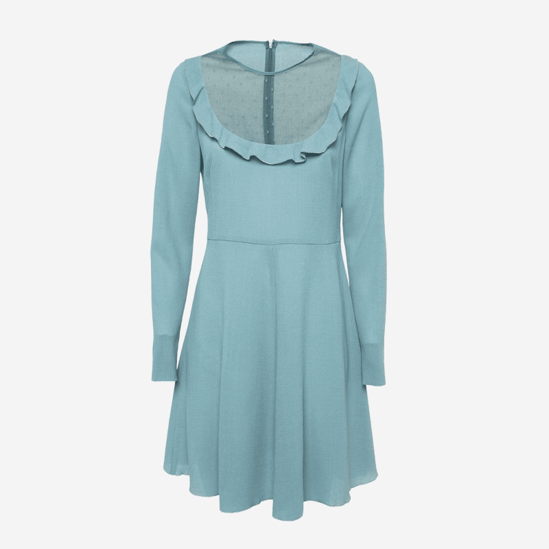 Robe courte Valentino bleu tulle à poids et volant