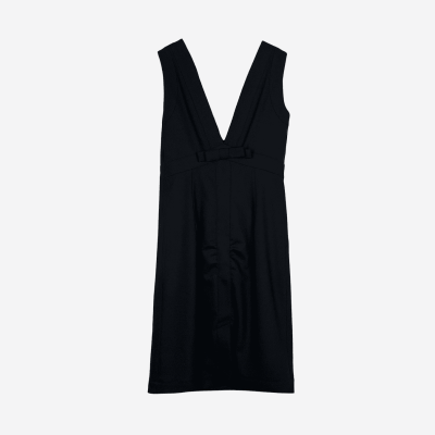 Valentino black midi dress with flat bow.