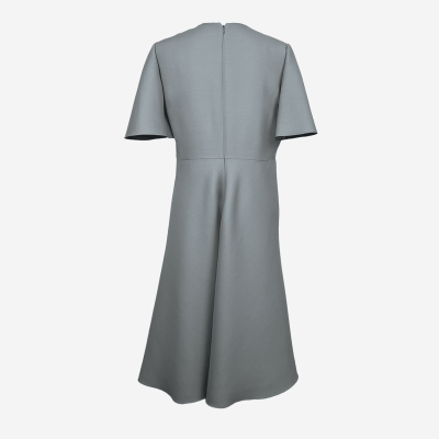 Valentino blue-grey midi dress with flared cut and short sleeves.