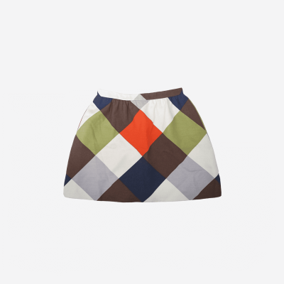 Valentino short skirt with colorful diamond pattern.
