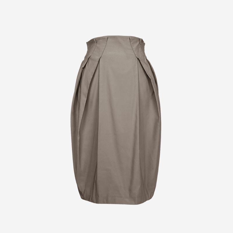 Valentino beige midi skirt with darts and pleats.