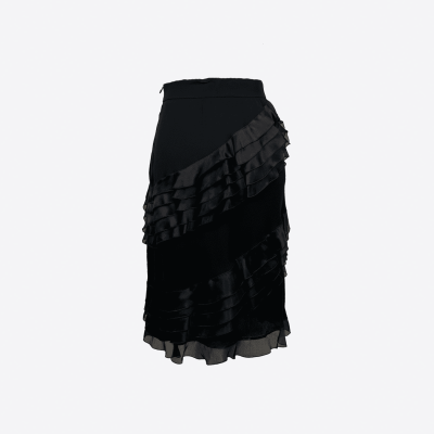Valentino black midi skirt with ruffles.
