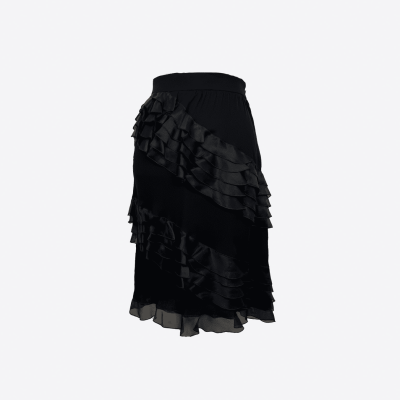 Jupe midi Valentino noire à volants