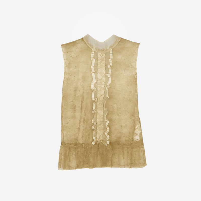 Valentino dark beige blouse with openwork lace.
