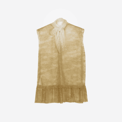 Valentino dark beige blouse with openwork lace.
