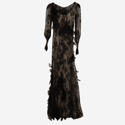 Valentino long black dress with sheer lace.