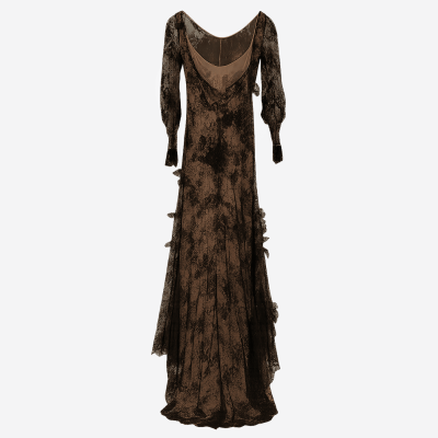 Robe longue Valentino noire dentelle transparente