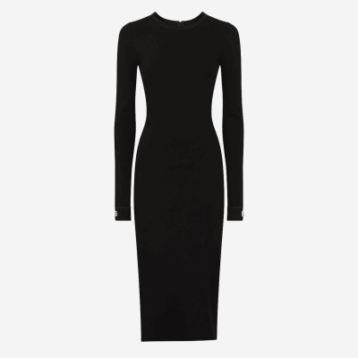 Dolce & Gabbana black midi dress with gold DG logo