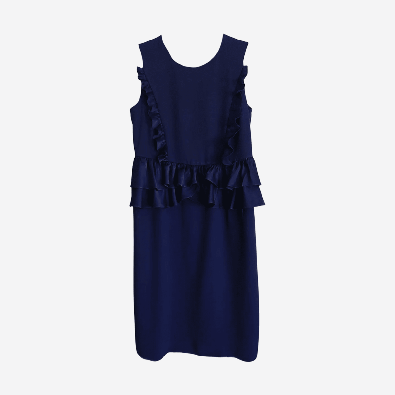 Dice Kayek dark blue midi dress with ruffles