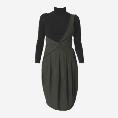 John Galliano two-tone draped midi dress