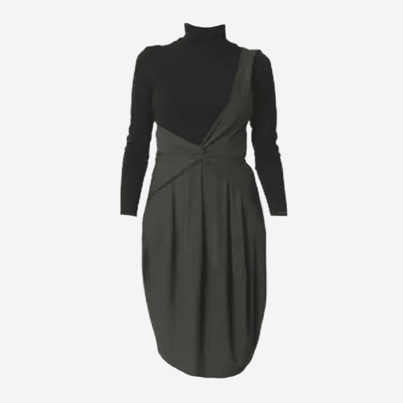 John Galliano two-tone draped midi dress